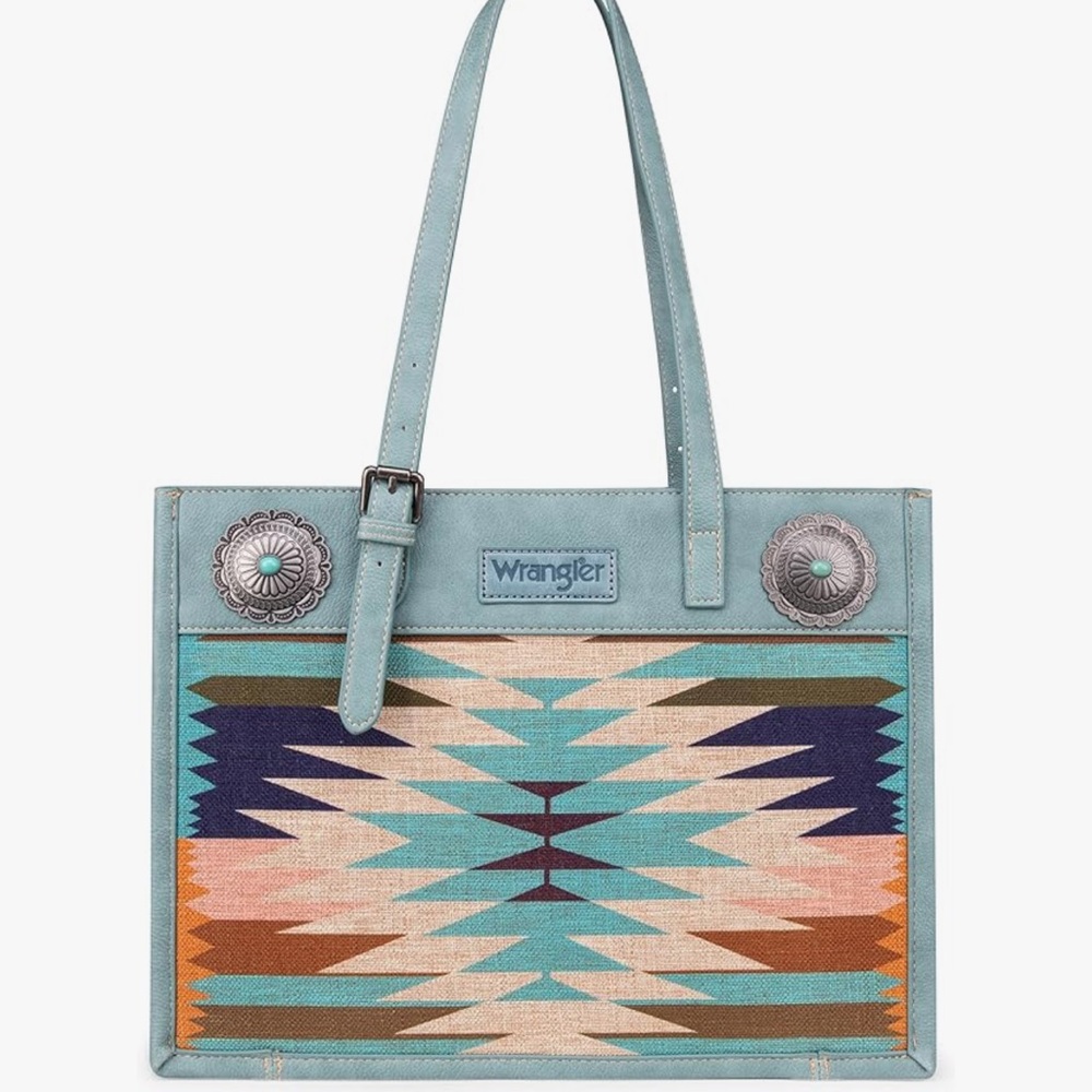 Large turquoise wrangler purse tote western boho